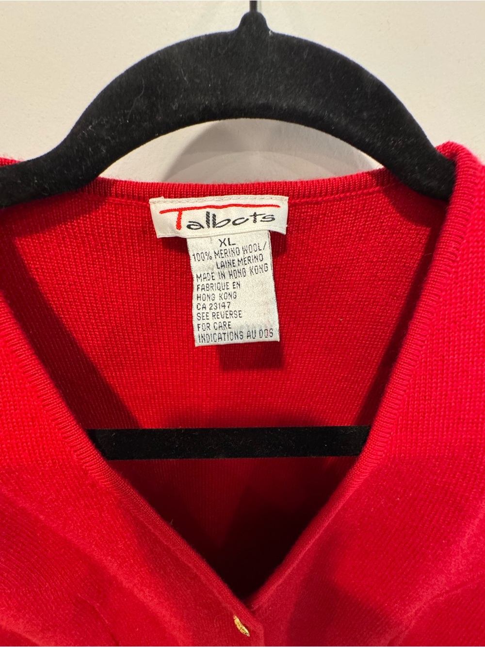 Talbots Red Merino WoolVest with Gold Buttons - Picture 2 of 5